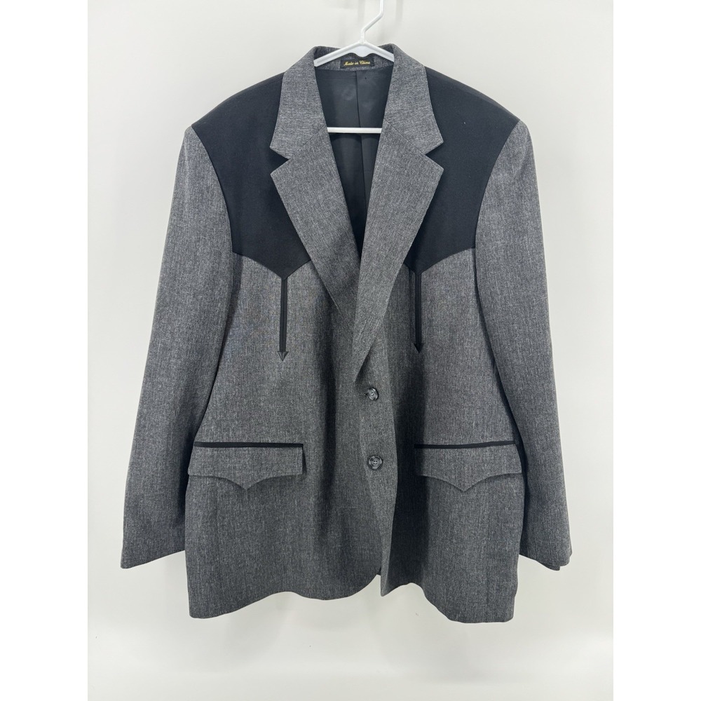Circle‎ Dallas Texas Blazer Mens 50R Gray Black Yoke Western Cowboy Rodeo Jacket